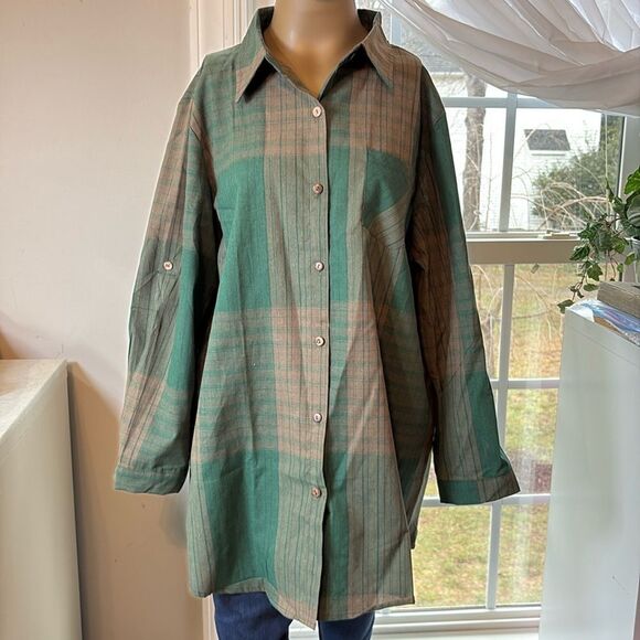 High-low Button up Tunic 1XL - Picture 1 of 5